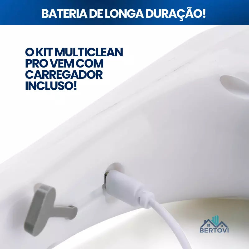 Kit MultiClean Pro 7 em 1: Escova Elétrica + Carregador USB + 5 Cabeças de Limpeza