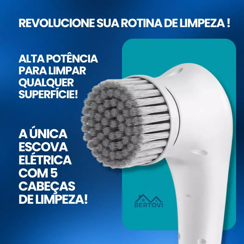 Kit MultiClean Pro 7 em 1: Escova Elétrica + Carregador USB + 5 Cabeças de Limpeza