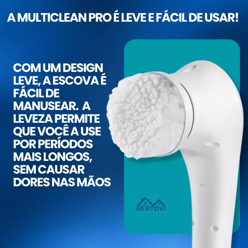 Kit MultiClean Pro 7 em 1: Escova Elétrica + Carregador USB + 5 Cabeças de Limpeza