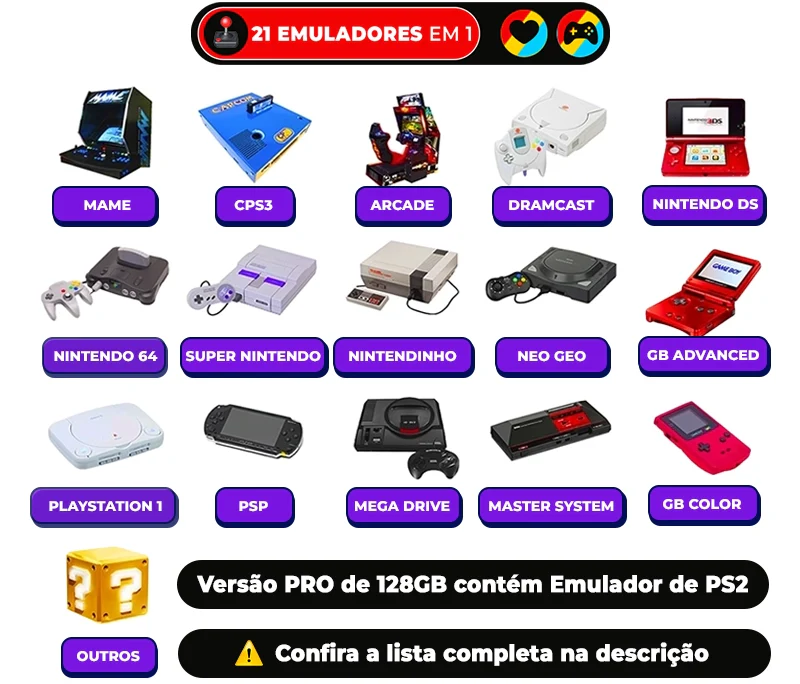 GameMix R36S™ - 17.500 Jogos de 20+ Consoles (180 dias de Garantia)