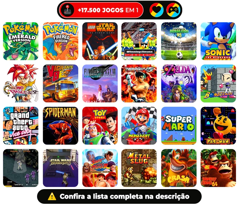 GameMix R36S™ - 17.500 Jogos de 20+ Consoles (180 dias de Garantia)