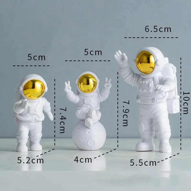 Estátua de Decoração - Conjunto de 3 Astronautas