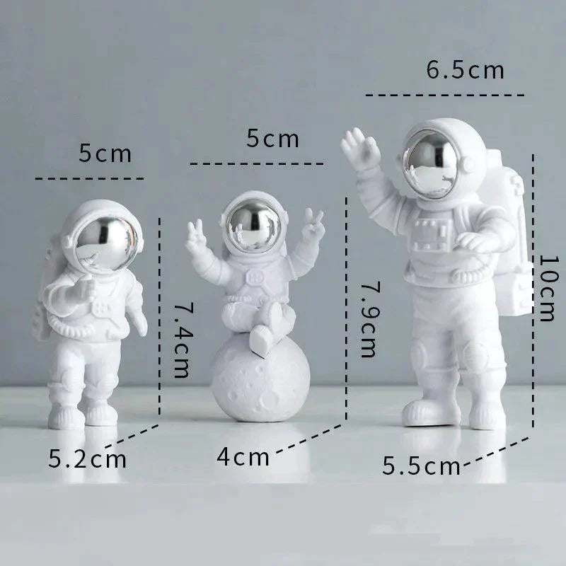 Estátua de Decoração - Conjunto de 3 Astronautas